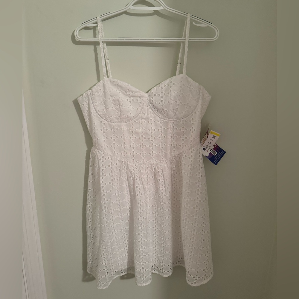 VICI White Eyelet Mini Dress W/ Adjustable Straps